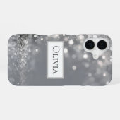 Fallendes silbernes Konfetti auf Grau iPhone 16 Hülle (Rückseite (Horizontal))