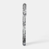 Fallendes silbernes Konfetti auf Grau iPhone 16 Hülle (Rechte Seite)