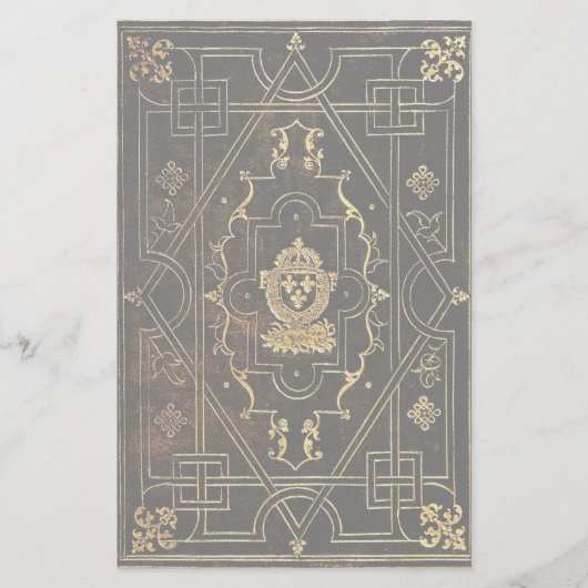 Fallendes Vintages Leder und Gold Briefpapier (Vorderseite)