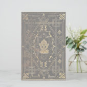 Fallendes Vintages Leder und Gold Briefpapier (Stehend Vorderseite)
