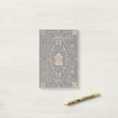 Fallendes Vintages Leder und Gold Post-it Klebezettel (Auf Schreibtisch)