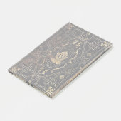 Fallendes Vintages Leder und Gold Post-it Klebezettel (angewinkelt)