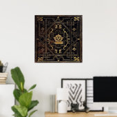 Fallendes Vintages Leder und Gold Poster (Heimbüro)