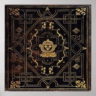 Fallendes Vintages Leder und Gold Poster