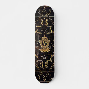 Fallendes Vintages Leder und Gold Skateboard