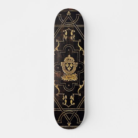 Fallendes Vintages Leder und Gold Skateboard (Vorne)