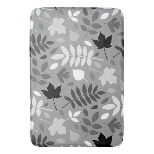 Fallfarbene Blätter Monochrome Muster auf Grau Badematte (Vorderseite Vertikal)