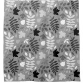 Fallfarbene Blätter Monochrome Muster auf Grau Duschvorhang (Vorderseite)