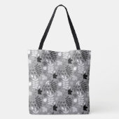 Fallfarbene Blätter Monochrome Muster auf Grau Tasche (Rückseite)