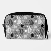 Fallfarbene Blätter Monochrome Muster auf Grau Waschbeutel (Vorderseite)