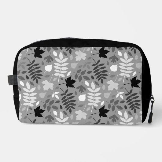 Fallfarbene Blätter Monochrome Muster auf Grau Waschbeutel (Vorderseite)