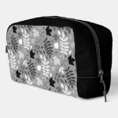 Fallfarbene Blätter Monochrome Muster auf Grau Waschbeutel (Rechte Ecke)