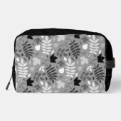 Fallfarbene Blätter Monochrome Muster auf Grau Waschbeutel (Rückseite)