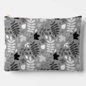 Fallfarbene Blätter Monochrome Muster auf Grau Zubehörtasche (Vorderseite)