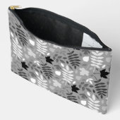 Fallfarbene Blätter Monochrome Muster auf Grau Zubehörtasche (Offen)