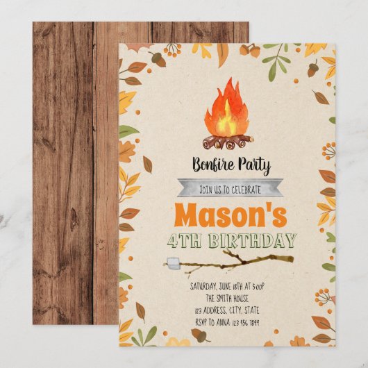 Fallfeuer-Party Einladung (Vorne/Hinten)