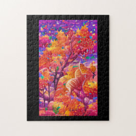 Fallfoliage psychedelische Kürbis gebrochene Kunst Puzzle