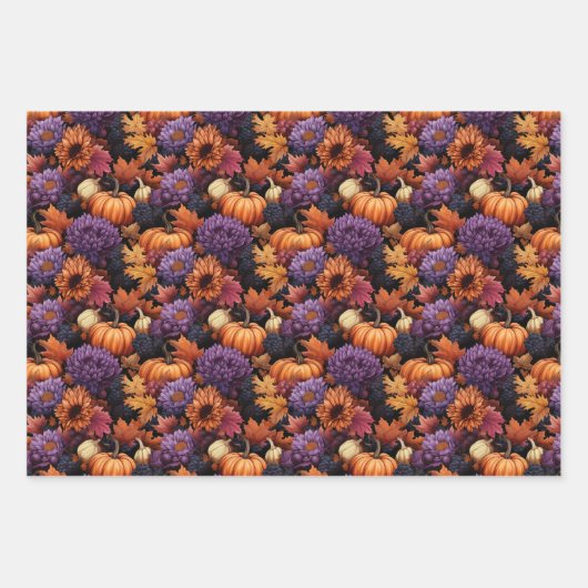 Fallfolien Wasserfarbe Isometrische Vektorgrafik Geschenkpapier Set (Vorderseite 2)