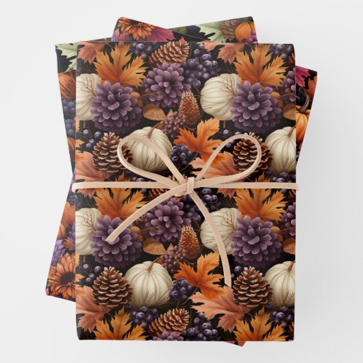 Fallfolien Wasserfarbe Isometrische Vektorgrafik Geschenkpapier Set (Beispiel)