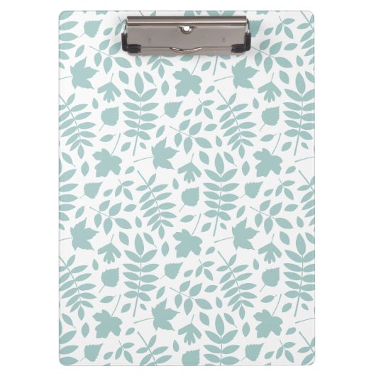 Fallförmige Blätter Muster Aquamarin auf Weiß Klemmbrett (Vorderseite)