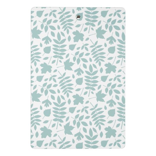 Fallförmige Blätter Muster Aquamarin auf Weiß Mini Klemmbrett (Rückseite)