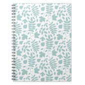 Fallförmige Blätter Muster Aquamarin auf Weiß Notizblock (Vorderseite)