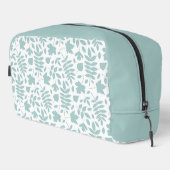 Fallförmige Blätter Muster Aquamarin auf Weiß Waschbeutel (Rechte Ecke)