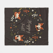 Fallfüchse mit benutzerdefinierbarem Text Fleecedecke (Vorderseite (Horizontal))