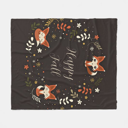 Fallfüchse mit benutzerdefinierbarem Text Fleecedecke (Vorderseite (Horizontal))