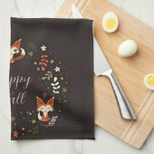 Fallfüchse mit benutzerdefinierbarem Text Geschirrtuch (Viertel Falte)