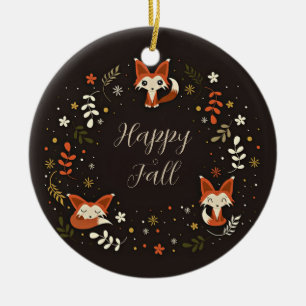 Fallfüchse mit benutzerdefinierbarem Text Keramik Ornament