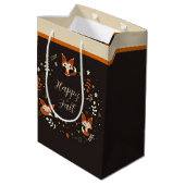 Fallfüchse mit benutzerdefinierbarem Text Mittlere Geschenktüte (Rückseite Schrägansicht)
