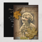 Fallherbst verlässt Vintages gatsby Mädchen Einladung (Vorne/Hinten)