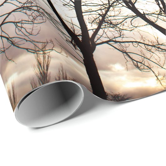Fallherbstbäume am Sonnenuntergang Geschenkpapier (Rolleneckpunkt)