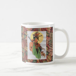 Fallhexecollage mit Blätter Kaffeetasse