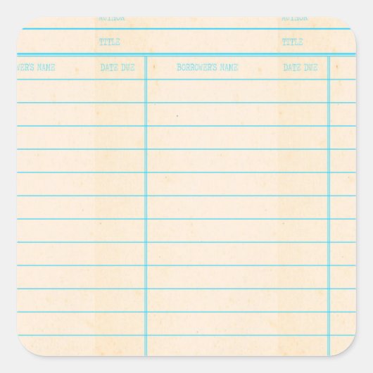 Fälligkeitskarte für das Bibliotheksbuch Quadratischer Aufkleber (Vorderseite)