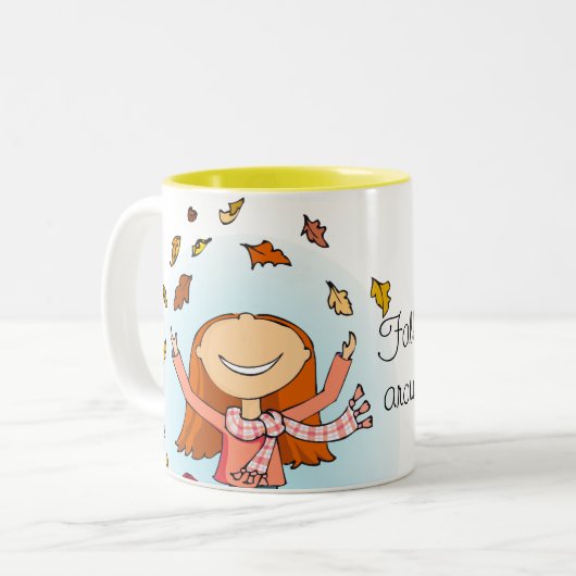 "Fallin herum!" Herbst-/Fall-Tasse Zweifarbige Tasse (Vorderseite Links)
