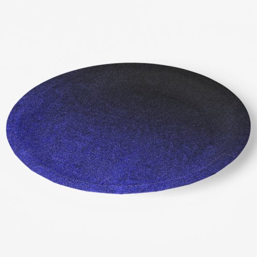 Falling Blue & Black Glitzer Gradient Pappteller (Schrägansicht)