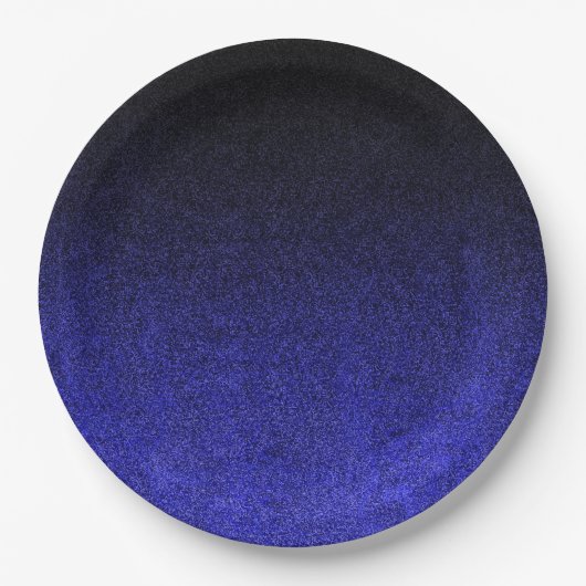 Falling Blue & Black Glitzer Gradient Pappteller (Vorderseite)