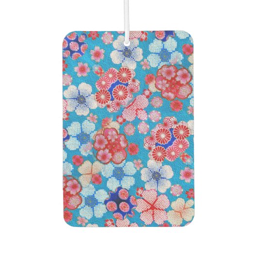 Falling Blue Cascading Floral Chirimen Autolufterfrischer (Vorderseite)