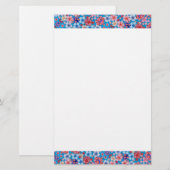 Falling Blue Cascading Floral Chirimen Briefpapier (Vorne/Hinten)