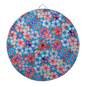 Falling Blue Cascading Floral Chirimen Dartscheibe