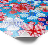 Falling Blue Cascading Floral Chirimen Fotodruck (Ecke)