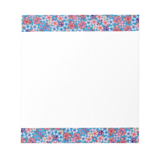 Falling Blue Cascading Floral Chirimen Notizblock (Vorderseite)