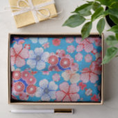 Falling Blue Cascading Floral Chirimen Seidenpapier (Geschenk)