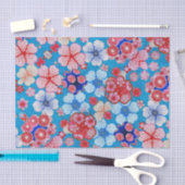 Falling Blue Cascading Floral Chirimen Seidenpapier (Handwerk)