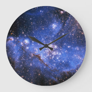 Falling Blue Embrionic Stars Große Wanduhr
