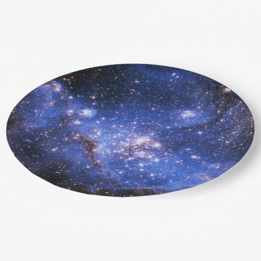 Falling Blue Embrionic Stars Pappteller (Schrägansicht)