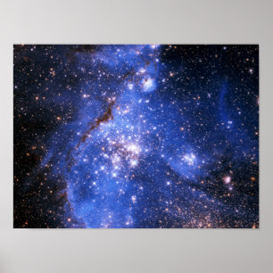 Falling Blue Embrionic Stars Poster