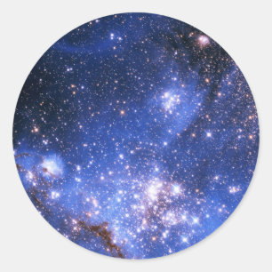 Falling Blue Embrionic Stars Runder Aufkleber